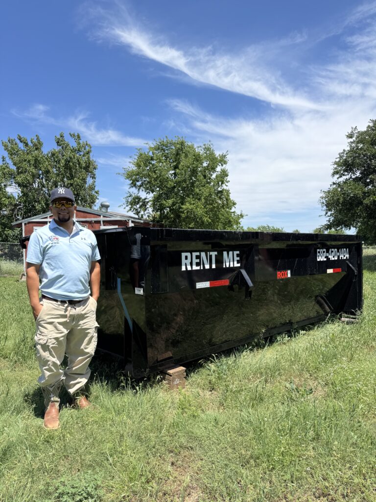 Home 15 yard dumpster rental delivered in Cleburne TX by VIP Roll Offs Services