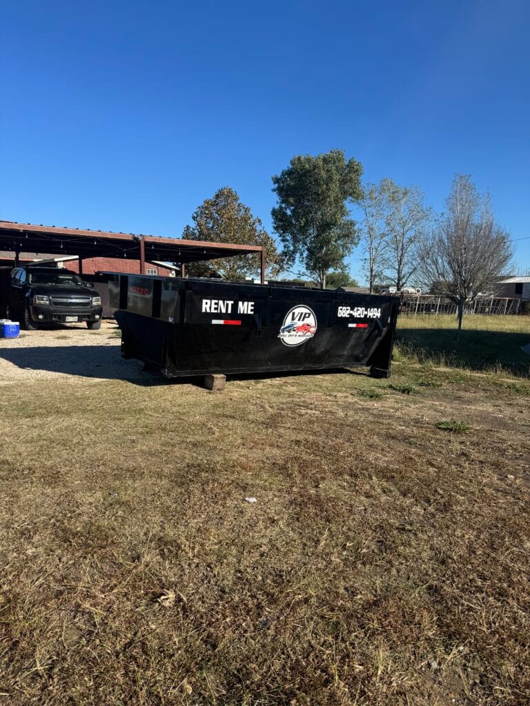 Dumpster Rental in Joshua, TX 15 yard dumpster rental delivered to a driveway in Joshua, TX by VIP Roll Offs Services