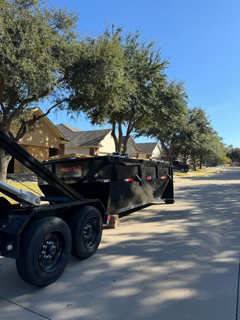 Dumpster Rental in Joshua, TX Before and after property cleanup using a dumpster rental in Joshua, TX